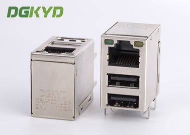 Étiquette protégée vers le haut de connecteur du magnetics RJ45 de cat6 1000BASE avec le double PORT d'USB 2,0