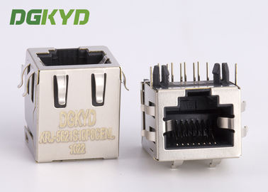 Connecteur trapézoïdal femelle protégé du bâti rj45 Jack 10p8c de carte PCB, entrée latérale