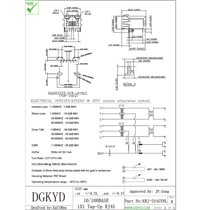 100 LAN simple Jack de la goupille Rj45 du port 6 du chat 5 BAS pour les émetteurs-récepteurs optiques de fibre