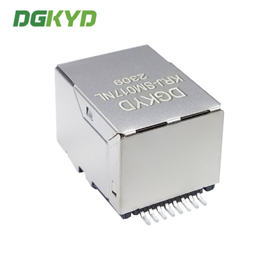 KRJ-SM017NL Shielded cat5 network jack, Low profile SMD rj45 connector with internal transformer