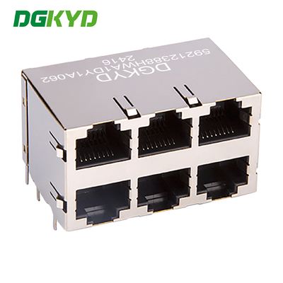 DGKYD59212388HWA1DY1A062 RJ45 multi port shielded connector without light 8P8C Ethernet socket without isolation spring