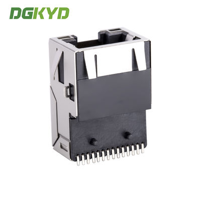 Single Port Tab Up Gold Plate RJ45 Ethernet Connector SMD Cat6 Extra Low Profile