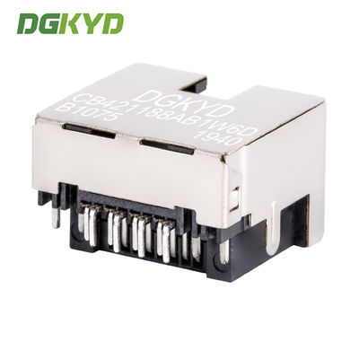 Metal Shielded Dip Low Profile Rj45 Jack SMT RJ45 connector sink board 4.2 DIP with shield and light DGKYDCB421188AB1W6DB1075