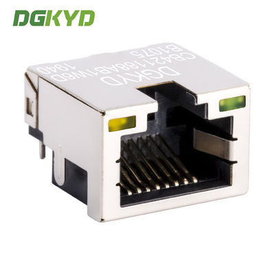 Metal Shielded Dip Low Profile Rj45 Jack SMT RJ45 connector sink board 4.2 DIP with shield and light DGKYDCB421188AB1W6DB1075