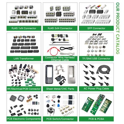 RJ45 Ethernet Connector 8P8C Single Port with LED 6u Gold Plating