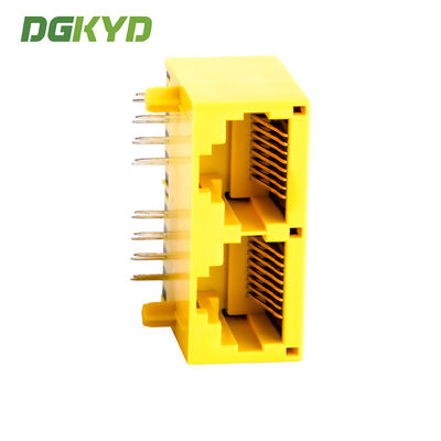 Cat 5 rj45 dual port jack 8 pin modular connector yellow plastic housing DGKYD112B002IWB1DDJ