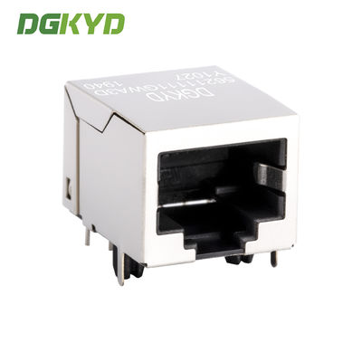 Single port RJ45 female socket interface without light strip shielding and transformer shield 10 pins 10 contacts rj 45 LAN jack connector  DGKYD56211111GWA3DY1027