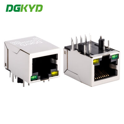 Gigabit industrial network port RJ45 connector with light strip shielding TAB DOWN DGKYD111Q042AB2A1D