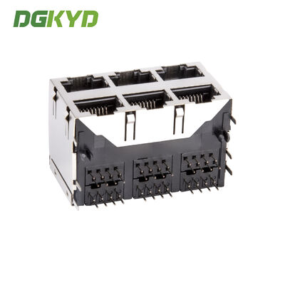 DGKYD59212388HWA1DY1A062 RJ45 multi port shielded connector without light 8P8C Ethernet socket without isolation spring