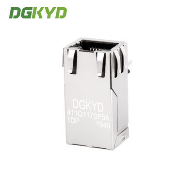 Gigabit Band POE 12 Pin Single Port RJ45 Ethernet Connector LED G/O/Y DGKYD411Q117DF5A1DP