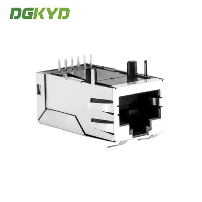 Customized 1000M 33.0mm Single Port 6 Pin Rj45 Connector with Transformer / Leds KRJ-3302NL