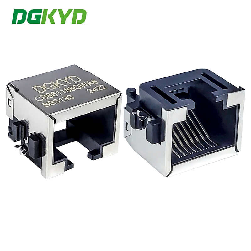 RJ45 Connector 1X1 8P8C Sinking Plate 8.6 3U Interface RJ45 SMD Connector DGKYDCB861188GWA6SB3133