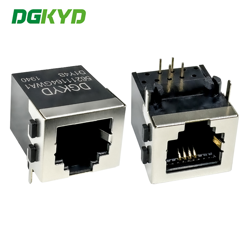 RJ11 half package network port female socket without light strip shielding interface round needle gold-plated 6U DGKYD56211164GWA1D1Y4B