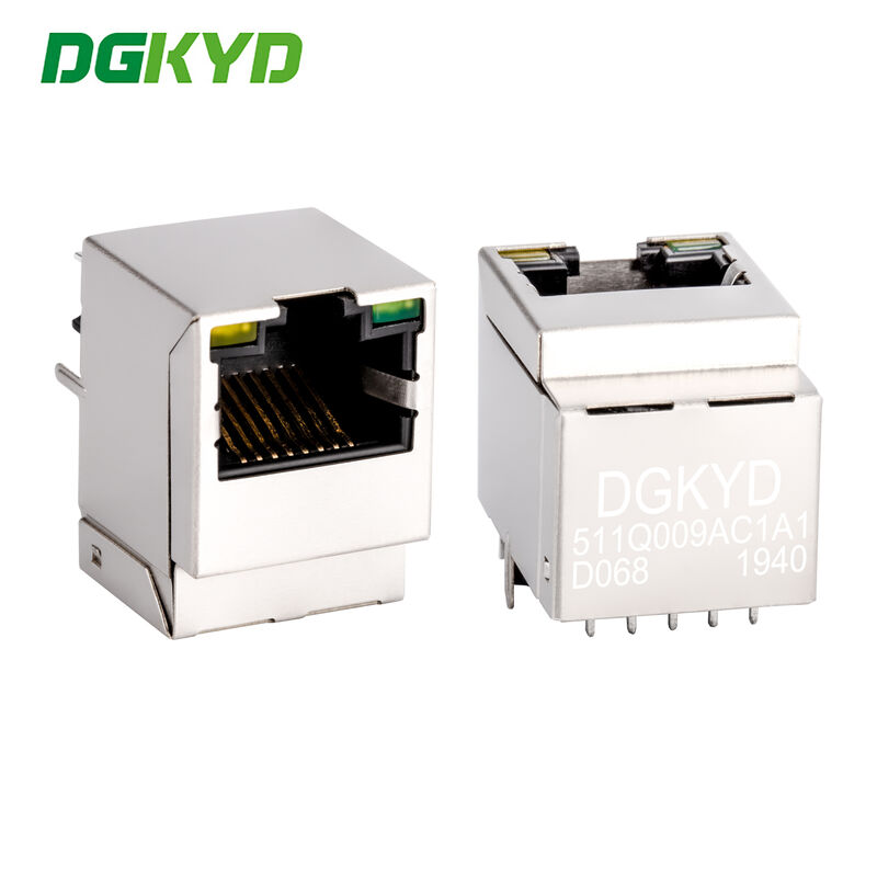 Custom 180 degree top insertion gigabit ethernet RJ45 Receptacle connector for IoT  DGKYD511Q009AC1A1D068