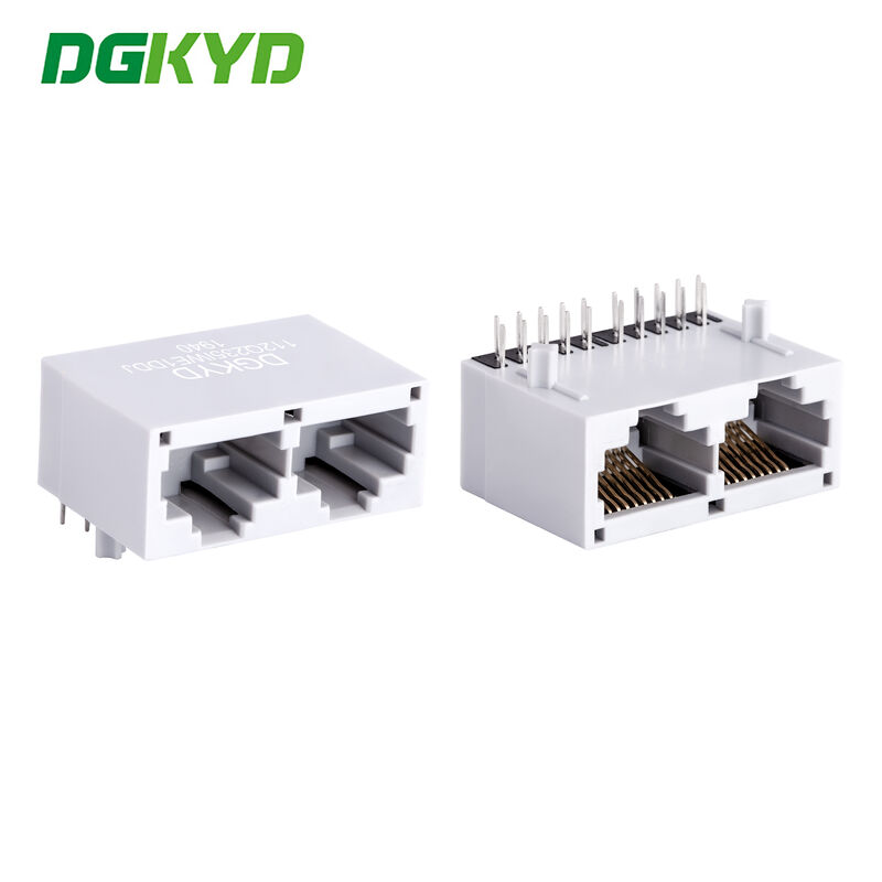 RJ45 Connector with Gigabit Integrated Transformer Gold Plating 6u Right Angle PCB Mount