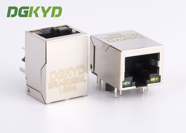 La carte PCB gauche simple RJ45 Jack modulaire, G/Y de goupilles de Gigabit Ethernet 10 a mené