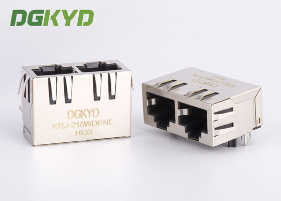 Connecteur trapézoïdal modulaire magnétique de Tab Down Ganged Double Port Jack Cat 5e Rj45