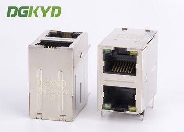8P8C Cat5/5e 100Mb a empilé 2 RJ45 gauche Jack Combo With Transformer