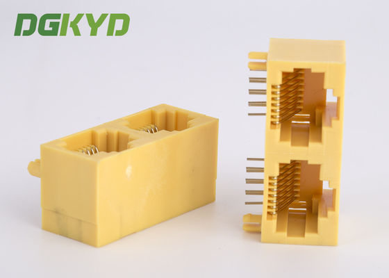 Plastique jaune d'entrée latérale de KRJ-56S1X2WDWKNL logeant 2 RJ45 le réseau gauche Jack