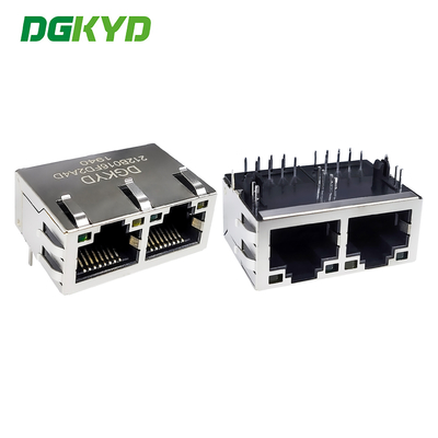 Connecteur de port Ethernet RJ45 8P8C avec écran à bande lumineuse à double prise horizontale DGKYD212B016FD2A4D