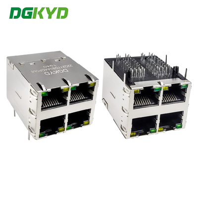 Interface empilée RJ45 prise Ethernet 2X2 avec écran de bande lumineuse POE connecteur gigabit DGKYD22Q277DB2A4DP068 (POE+)