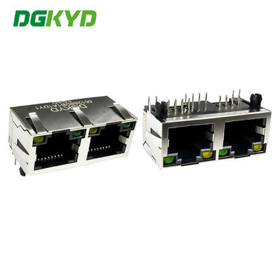 RJ45 interface horizontale 8P8C avec lumière, ressort de blindage, port de maille à aiguille ronde DGKYD561288DB1A1DY1