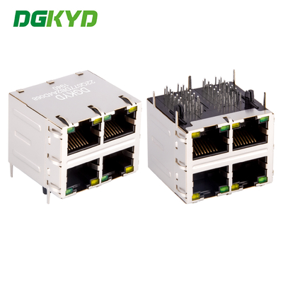 Jack modulaire RJ45 Cat6 blindé 2X2 double étage 4 ports 1000M avec filtre Ethernet DGKYD22Q077DB2A4D068