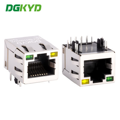 Port de réseau RJ45 avec transformateur intégré intégré à 100 Mbps avec lumière et blindage KRJ-SH105GYENL