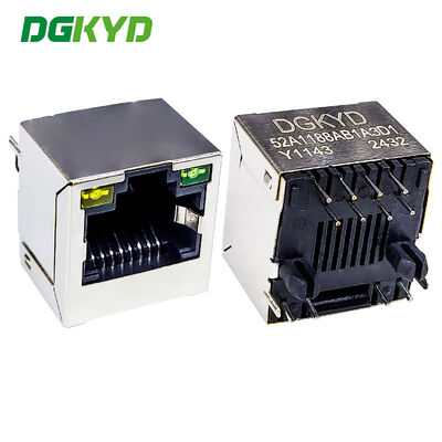 RJ45 sans prise réseau de port de transformateur 8P8C avec LED à insertion directe verticale RJ45 DGKYD52A1188AB1A3D1Y1143