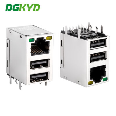 RJ45 avec double prise USB 2.0, interface réseau Gigabit avec DGKYD711U2Q032AB2WD080 blindé