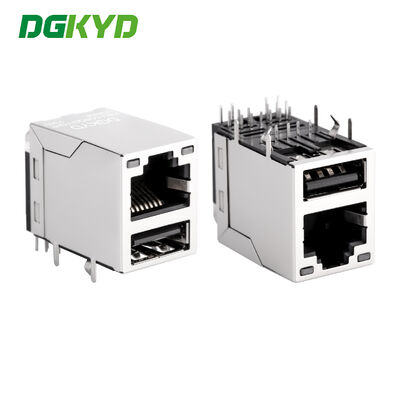 Connecteur RJ45 Gigabit RJ45+USB2.0 avec LED sans ressort KRJ-008QGYGWUSBNL