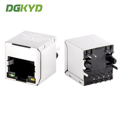KRJ-181NL 180 degrés Cat5e Rj45 Connecteur Vertical Mesh Socket Socket RoHS avec magnétisme interne et LED