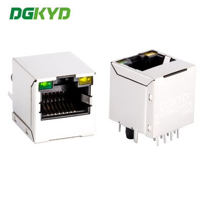 KRJ-184GYPOENL 180 degrés entrée supérieure RJ45 Lan Jack avec PoE, connecteur Ethernet à port unique pour routeur