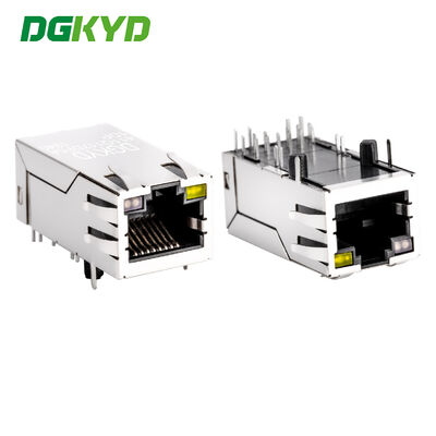 Connecteur LED G/O/Y DGKYD411Q117DF5A1DP d'Ethernet de POE 12 Pin Single Port RJ45 de bande de gigabit