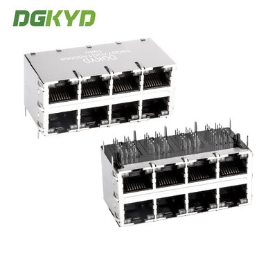 Connecteur RJ45 2x4 personnalisé à double étage avec performances de vitesse Cat6 et montage à entrée latérale