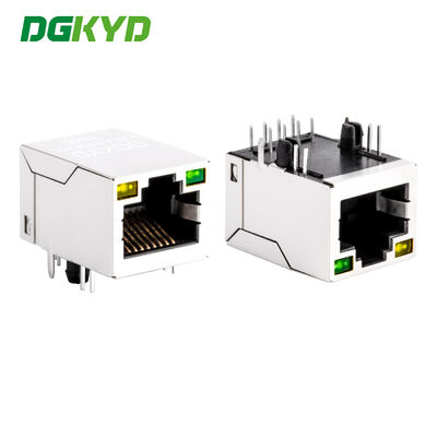 Connecteur Ethernet à angle droit CAT5e RJ45 avec LED et filtre réseau pour réseautage haute performance