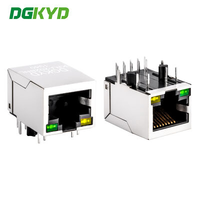 Port unique Gigabit Ethernet 10 broches PCB protégé RJ45 prise modulaire avec LED vert/jaune
