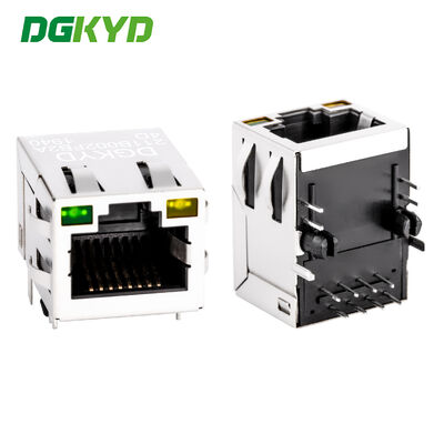 Jack modulaire RJ45 avec plaque dorée 6u à port unique et LED pour les applications de PCB