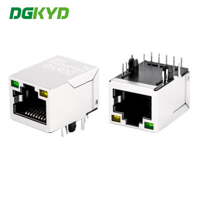 KRJ-SH202ZNL Connecteur RJ45 à port unique Gigabit filtré avec indicateur LED et blindage pour le port Ethernet industriel
