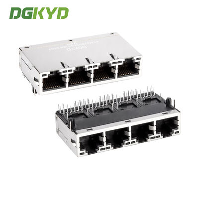 Connecteur RJ45 à ports multiples avec filtre Poe 8p12c magnétique intégré pour la communication sur PCB