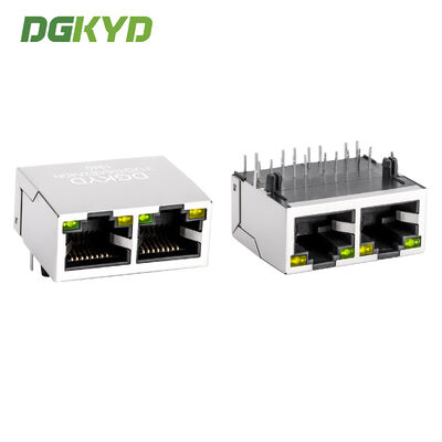 Connecteur RJ45 Multi-Ports 1X2 avec Filtre Intégré Gigabit et Broches de Contact Plaqué Or 10 Broches