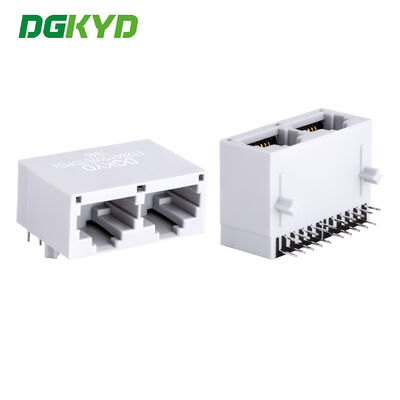 Connecteur RJ45 PCB 1X2 avec placage or 6u et montage sur circuit imprimé à angle droit pour la communication