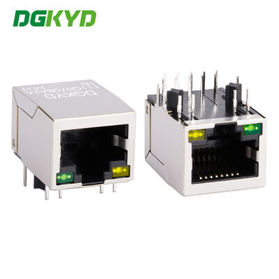 Transformateur RJ45 10 broches avec lumière et blindage Connecteur RJ45 Gigabit Ethernet à montage DIP blindé