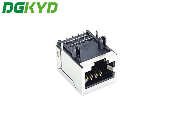 Bâti de carte PCB d'IMMERSION de connecteur de l'Ethernet Rj45 du noir PA66 sans lampe 8PIN plat